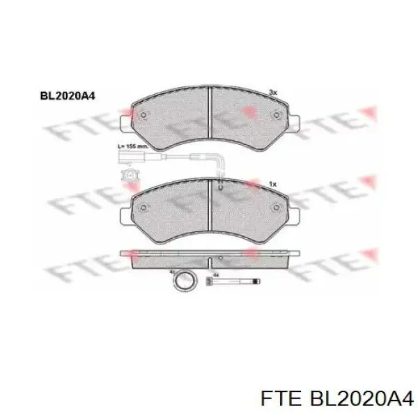 BL2020A4 FTE колодки гальмівні передні, дискові