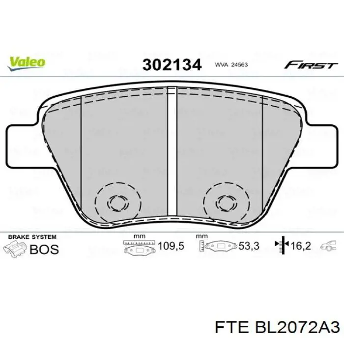 Купити BL2072A3 FTE Задні колодки