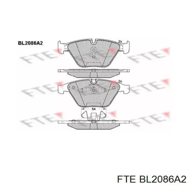 BL2086A2 FTE колодки гальмівні передні, дискові