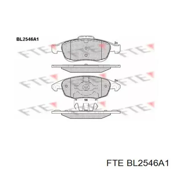 BL2546A1 FTE колодки гальмівні передні, дискові