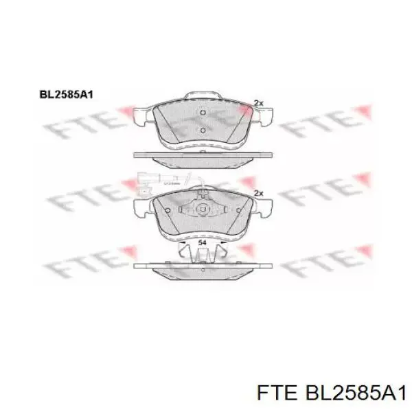 BL2585A1 FTE колодки гальмівні передні, дискові