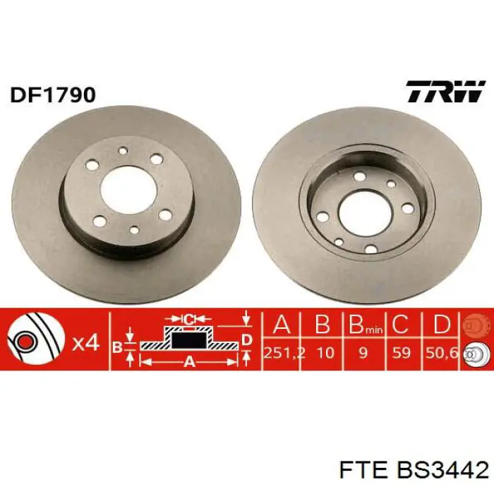 BS3442 FTE диск гальмівний задній