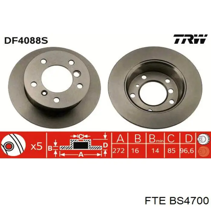 Купити BS4700 FTE Диск заднього гальма