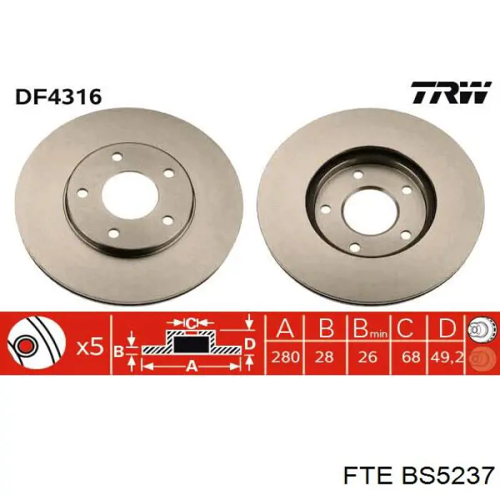 BS5237 FTE диск гальмівний передній