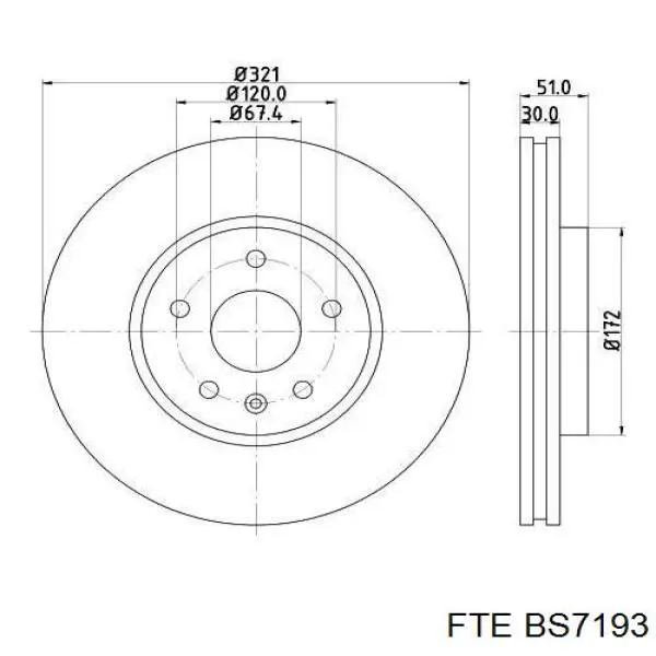 Диск гальмівний передній FTE BS7193