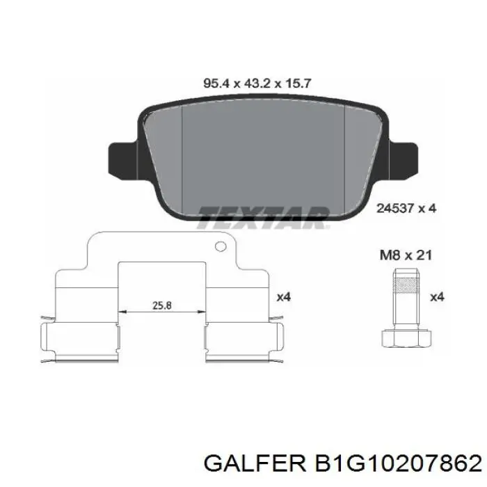 B1G10207862 Galfer колодки гальмові задні, дискові