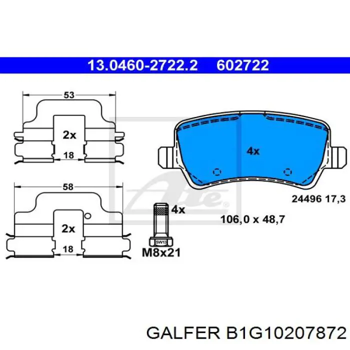 Колодки гальмові задні, дискові B1G10207872 Galfer