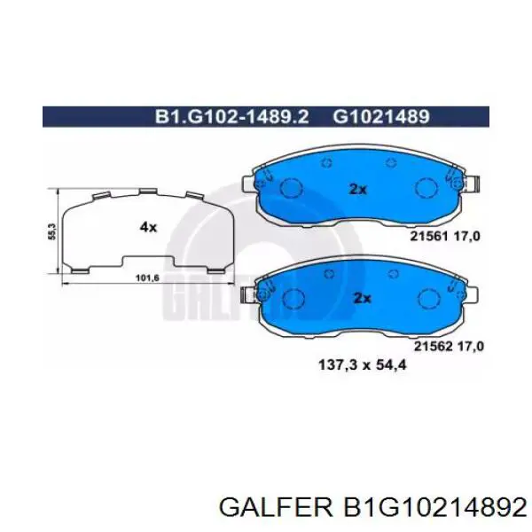 Колодки гальмівні передні, дискові B1G10214892 Galfer