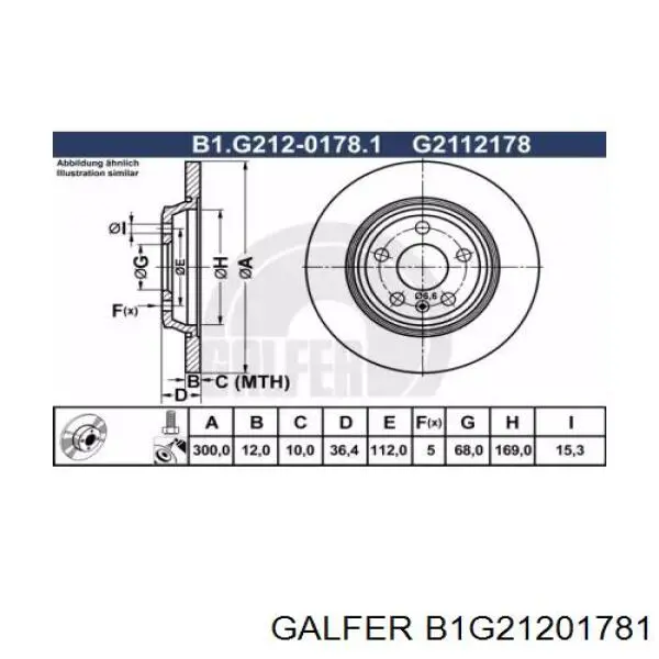 Диск гальмівний задній B1G21201781 Galfer