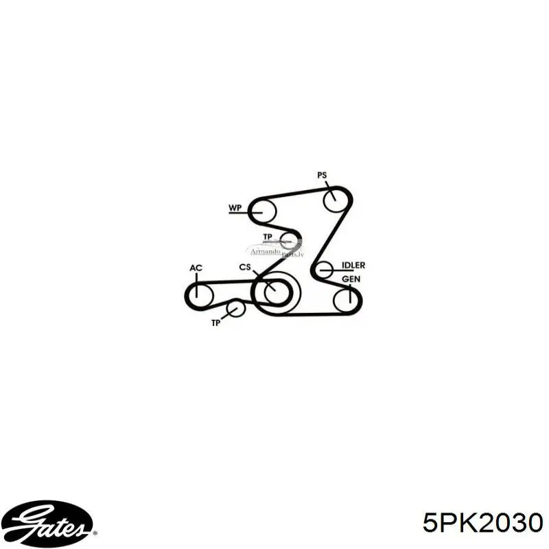 5PK2030 Gates Поліклиновий ремінь