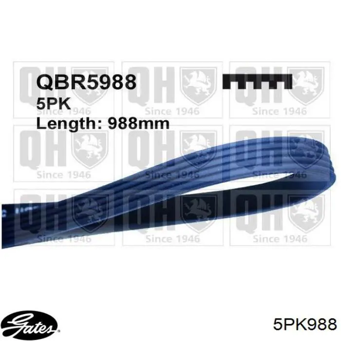 Купити 5PK988 Gates Ремінь генератора