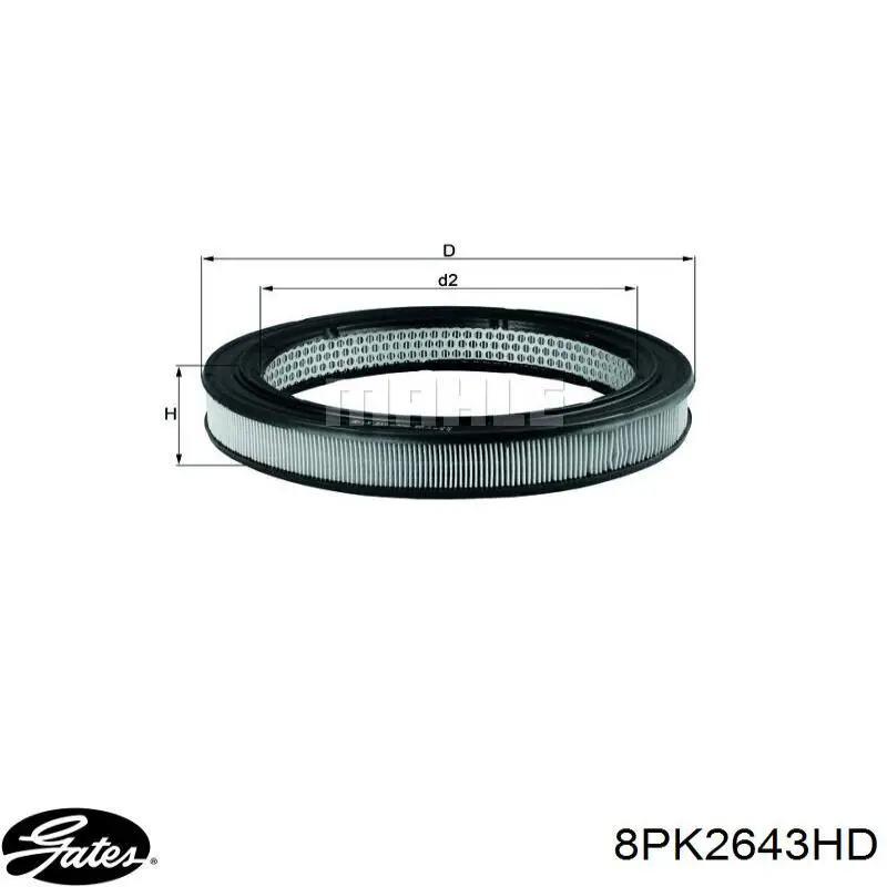 Ремінь генератора 8PK2643HD Gates