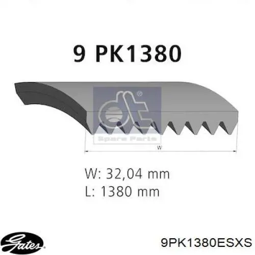 Клиновий ремінь Gates 9PK1380ESXS ціна, від 16.99 USD