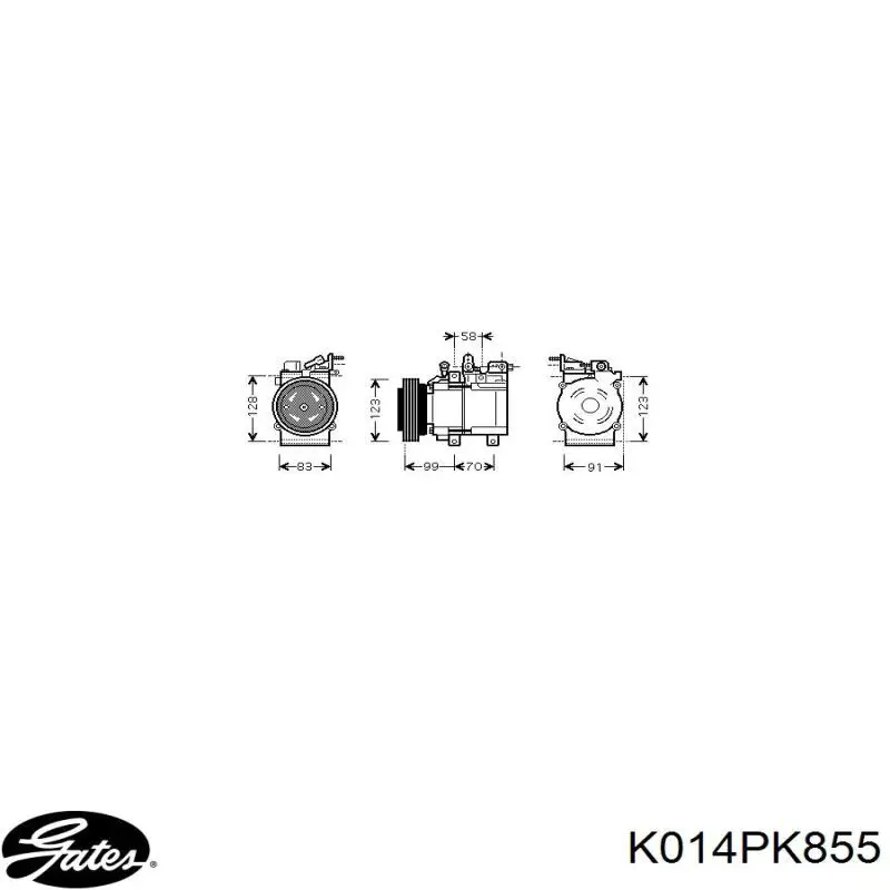 Купити K014PK855 Gates Ремінь приводний, агрегатів, комплект