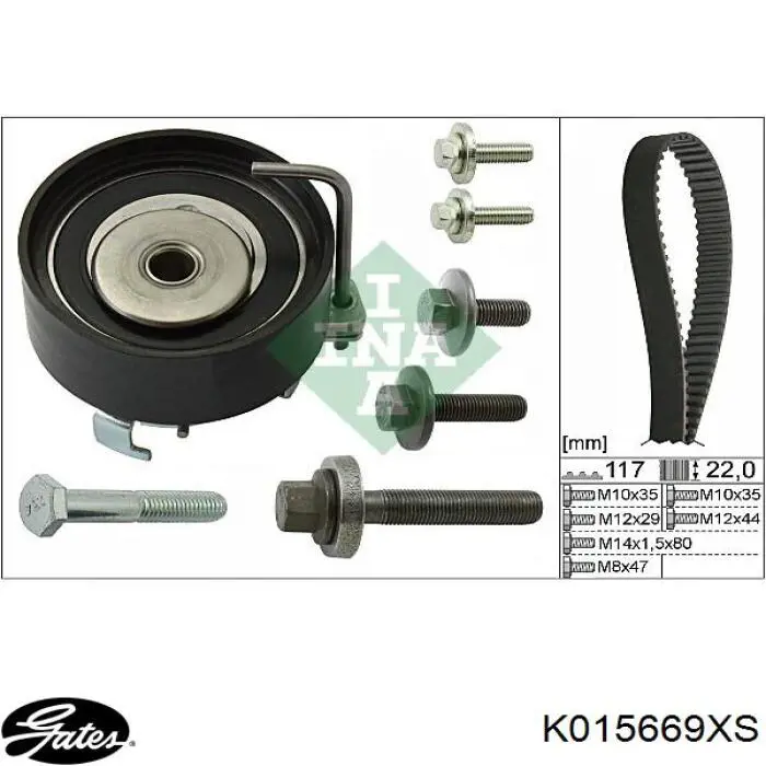K015669 Gates Ремінь ГРМ, комплект