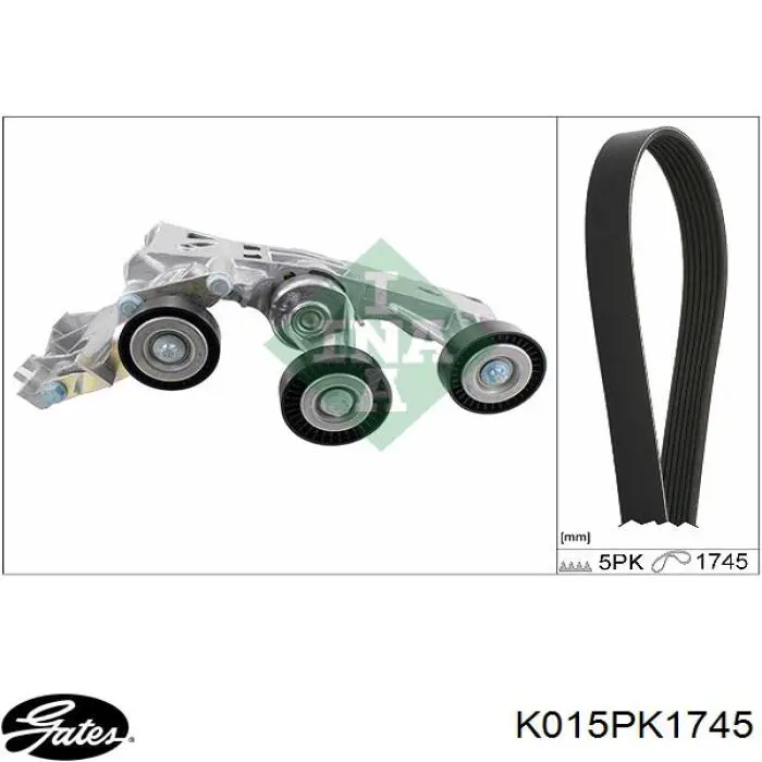 Ремінь приводний, агрегатів, комплект Gates K015PK1745 ціна, від 115.97 USD