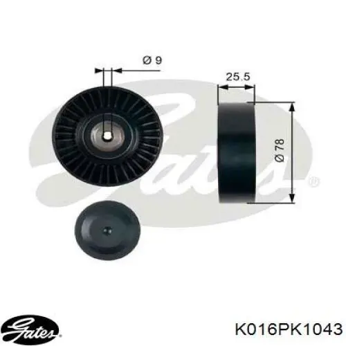 Ремінь приводний, агрегатів, комплект Gates K016PK1043 ціна, від 84.53 USD