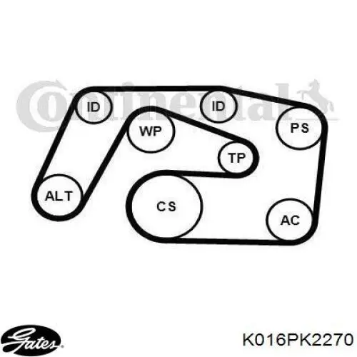 Купити K016PK2270 Gates Ремінь приводний, агрегатів, комплект