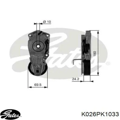 Ремінь приводний, агрегатів, комплект Gates K026PK1033 ціна, від 66.02 USD