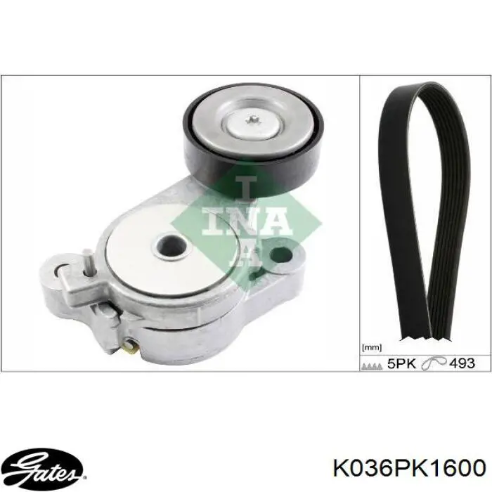 Ремінь приводний, агрегатів, комплект Gates K036PK1600 ціна, від 173.15 USD
