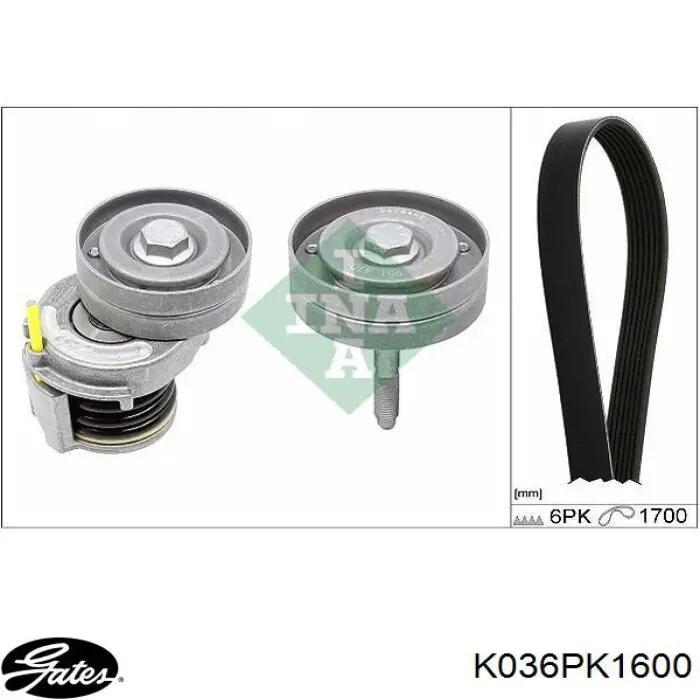 Купити K036PK1600 Gates Ремінь приводний, агрегатів, комплект