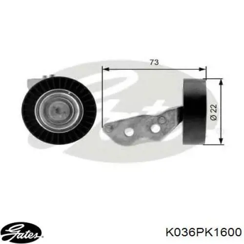 Ремінь приводний, агрегатів, комплект K036PK1600 Gates