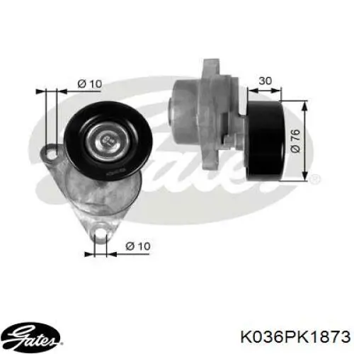 Ремінь приводний, агрегатів, комплект Gates K036PK1873 ціна, від 52.79 USD