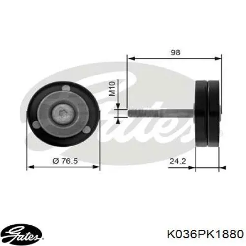 Ремінь приводний, агрегатів, комплект Gates K036PK1880 ціна, від 92.32 USD