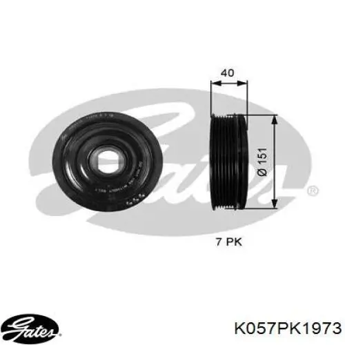 Ремінь приводний, агрегатів, комплект Gates K057PK1973 ціна, від 242.15 USD