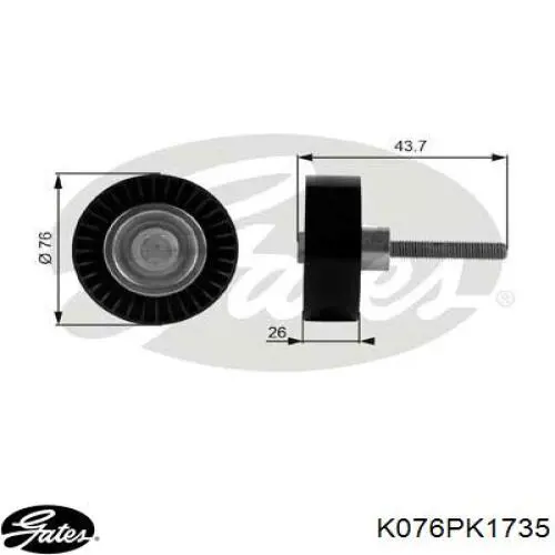Ремінь приводний, агрегатів, комплект Gates K076PK1735 ціна, від 68.13 USD