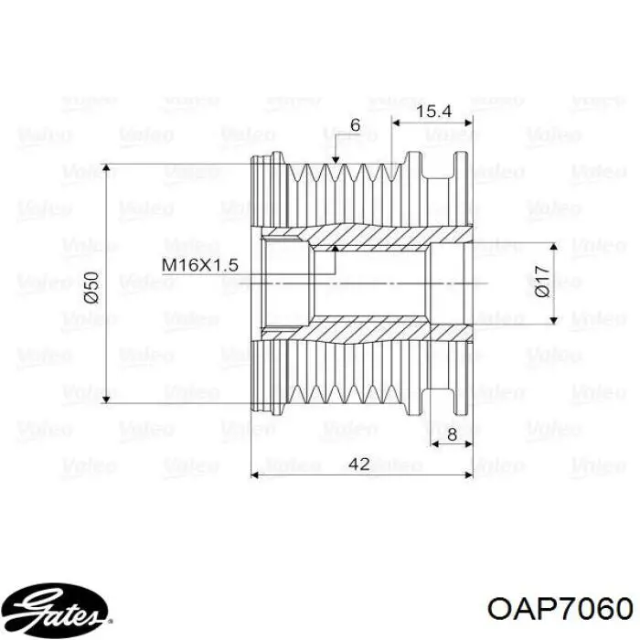 OAP7060 Gates Обгонна муфта генератора