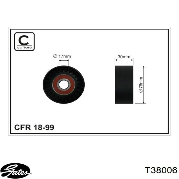 Ролик натягувача приводного ременя Gates T38006