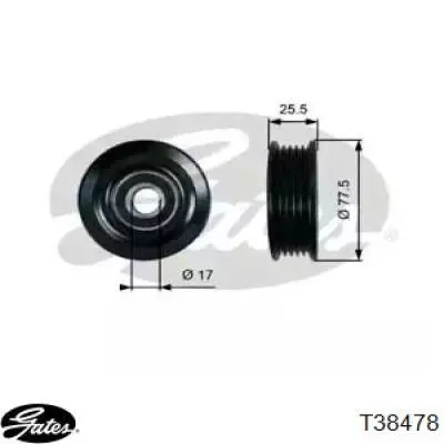 Натяжний ролик Gates T38478 ціна, від 16.81 USD