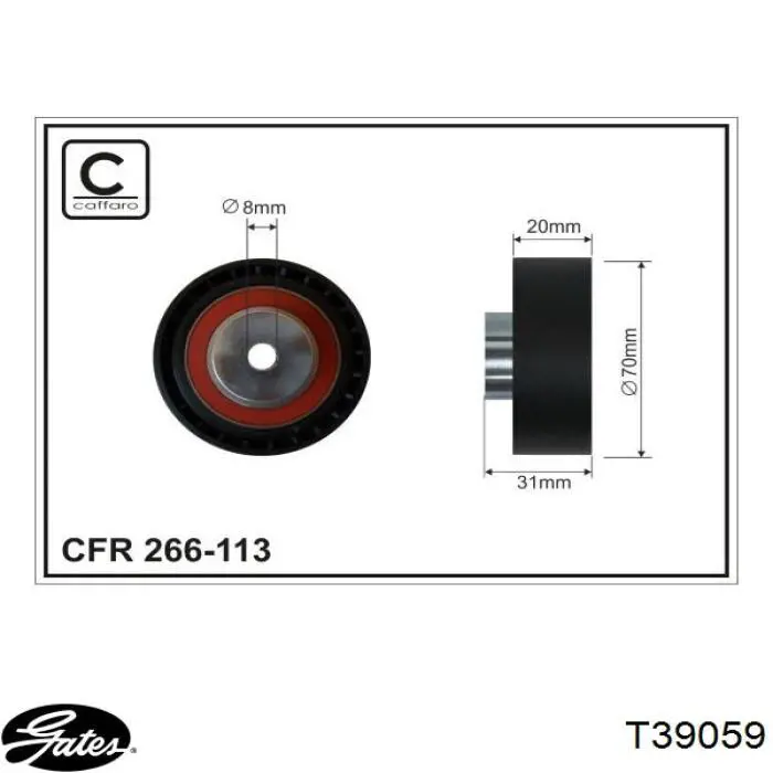 CFR266113 Caffaro ролик натягувача ременя грм