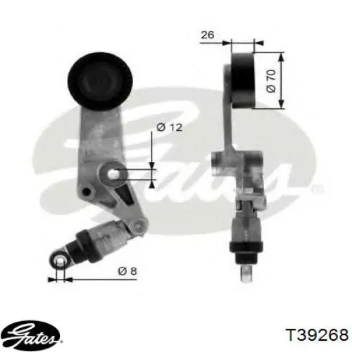 Натягувач приводного ременя Gates T39268 ціна, від 40.37 USD