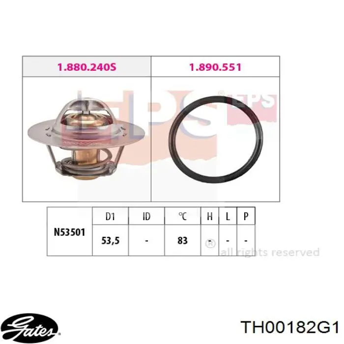 Автомобільний термостат Gates TH00182G1 ціна, від 8.90 USD