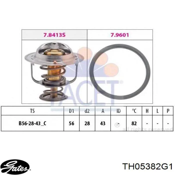 Автомобільний термостат Gates TH05382G1 ціна, від 15.20 USD