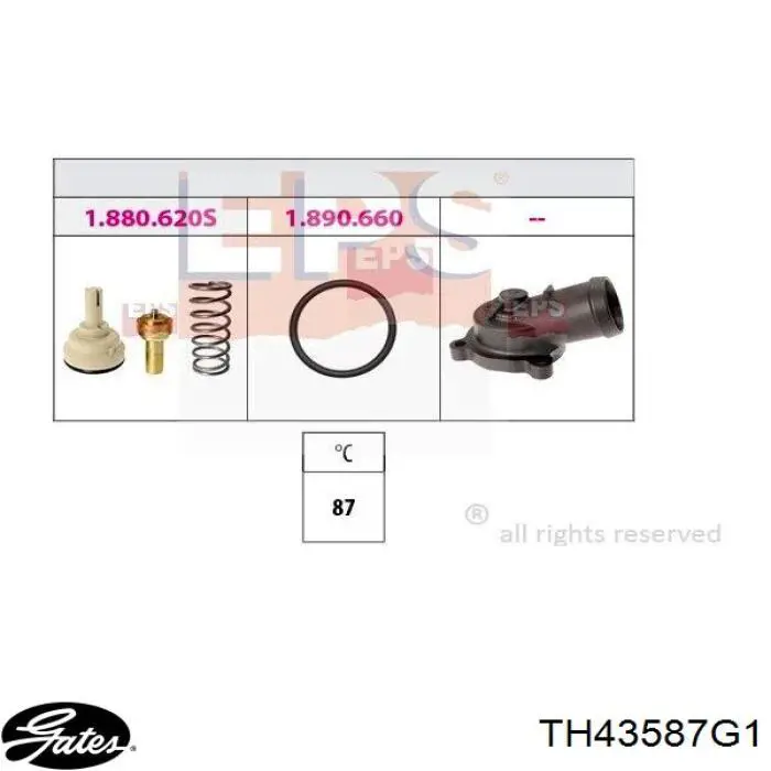 Автомобільний термостат Gates TH43587G1 ціна, від 21.85 USD