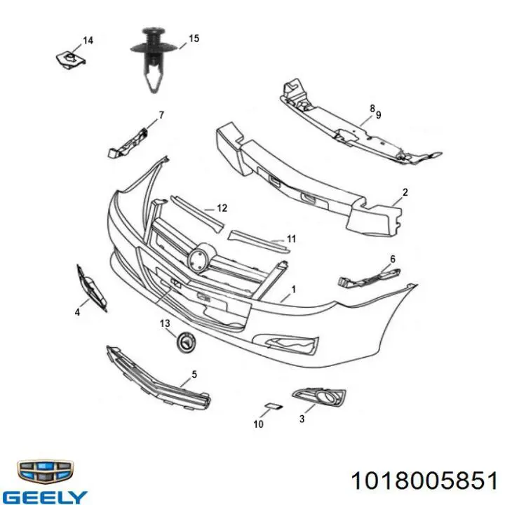 1018005851 Geely Бампер передній в зборі