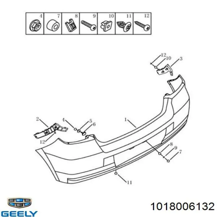1018006132 Geely Буфер (бампер) задній