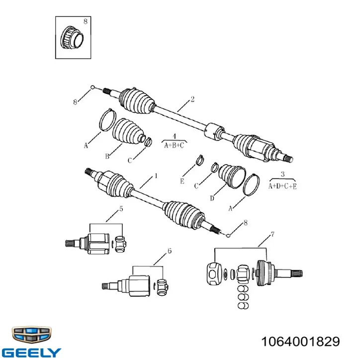 ШРУС зовнішній передній 1064001829 Geely