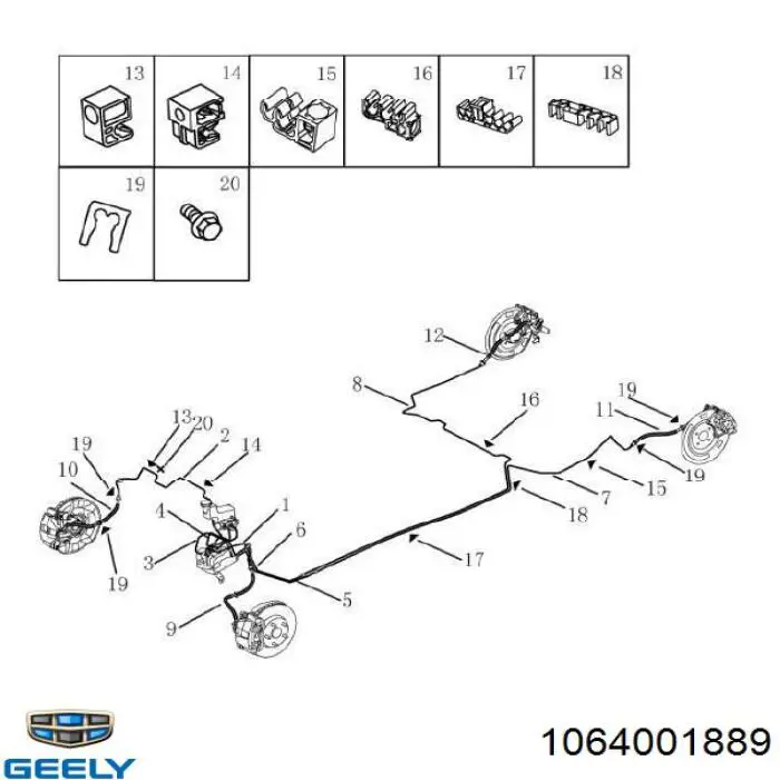 Шланг гальмівний задній, лівий Geely 1064001889 ціна, від 4.75 USD