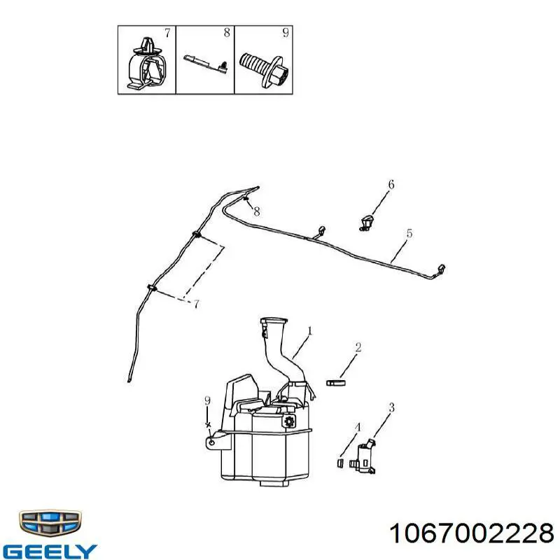 1067002228 Geely насос-двигун омивача скла, переднього
