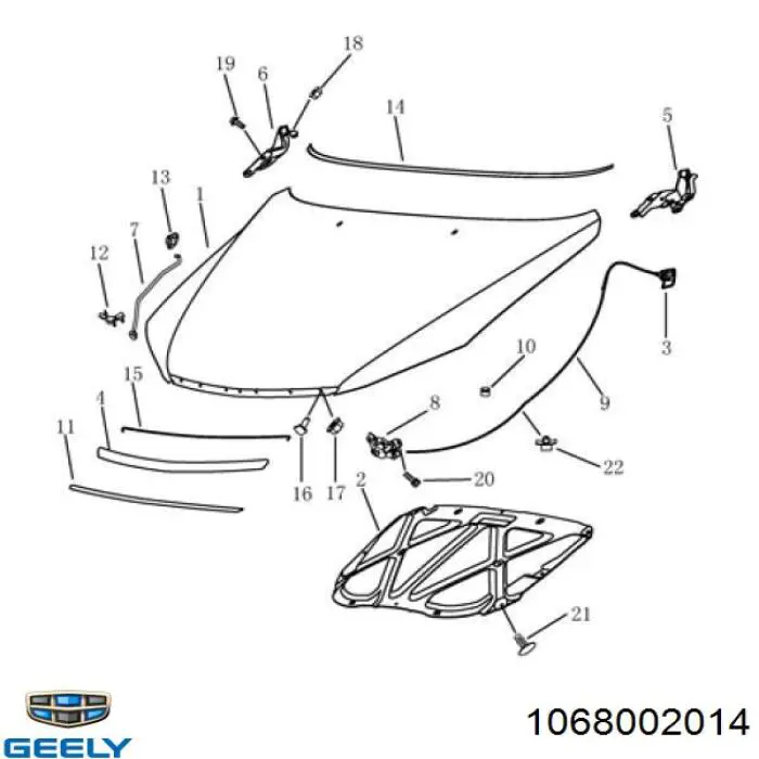 Молдинг капота Geely 1068002014 ціна, від 13.36 USD