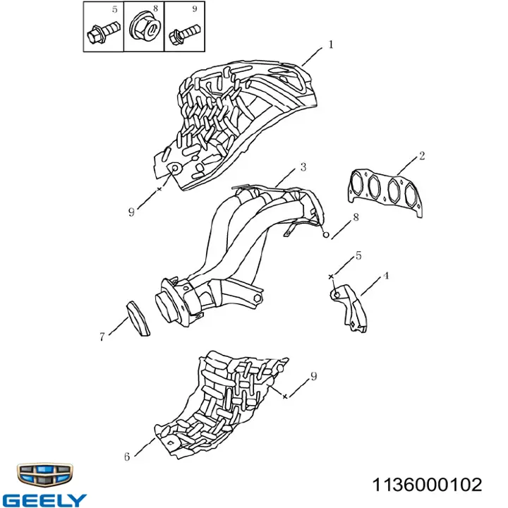 1136000102 Geely Прокладка випускного колектора
