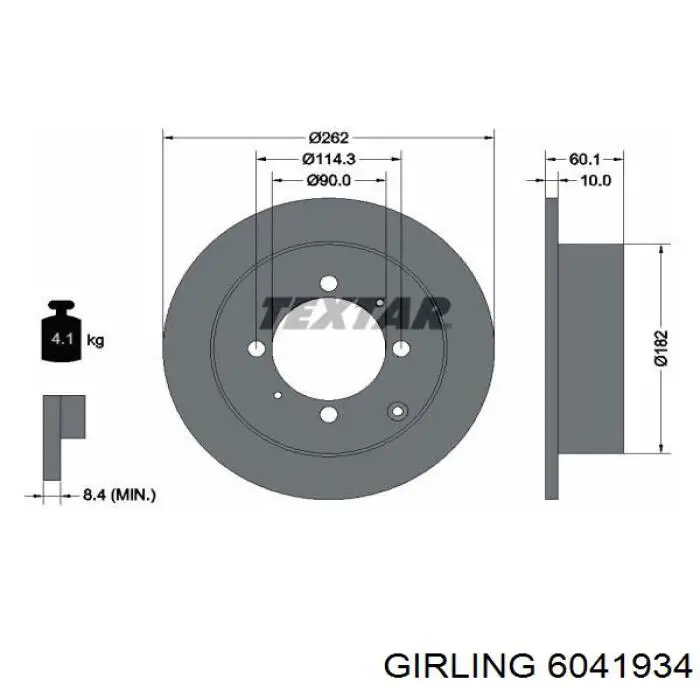 6041934 Girling диск гальмівний задній