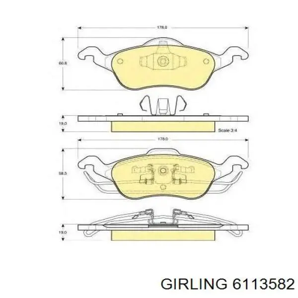 Колодки гальмівні передні, дискові 6113582 Girling