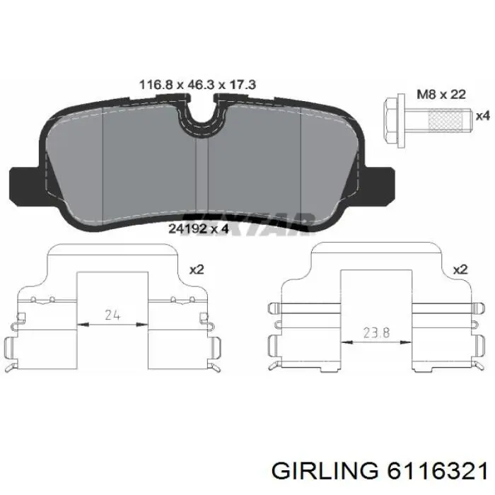 Колодки гальмові задні, дискові 6116321 Girling