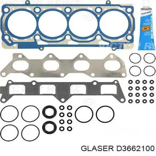 Комплект прокладок двигуна, верхній D3662100 Glaser