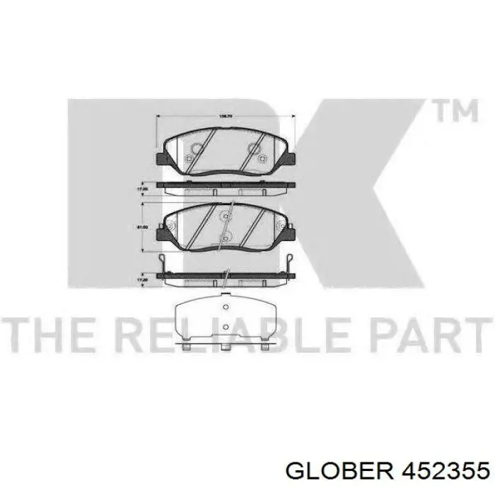 Гальмівні колодки Glober 452355 ціна, від 26.84 USD
